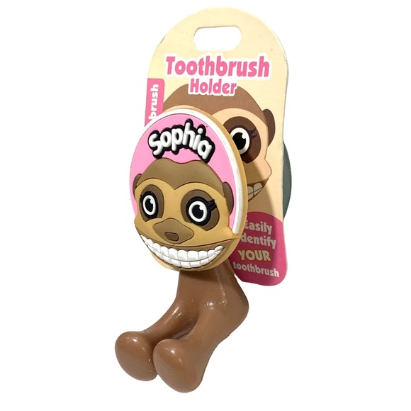 Happy Smiles Personalized Kids Toothbrush Holder Sophia Monkey - Picture 3 of 4